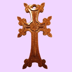 Khachkar Armenian cross, Armenian carved wood cross for wall