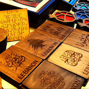 Wooden Coasters; Lebanese heritage 1pc