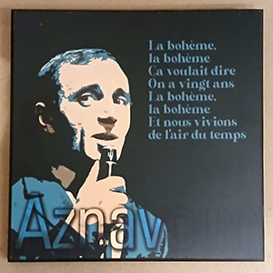 Wood cut pictures "Charles Aznavour" 20 x 20 cm