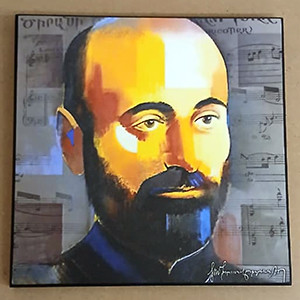 Wood cut pictures "Gomidas Vartabet" 20 x 20 cm