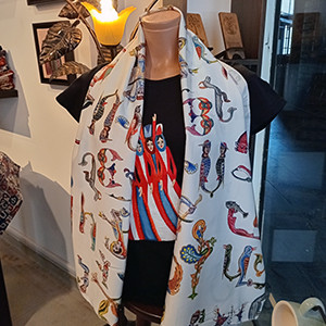 Silk Scarf Armenian birdletter 140 x 60 cm
