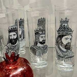 Whisky glasses Armenian kings Hand painted (Long)