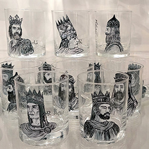 Whisky glasses Armenian kings Hand painted (Short)