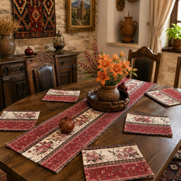 Table Runner Armenian Fabric Pomegranate design.